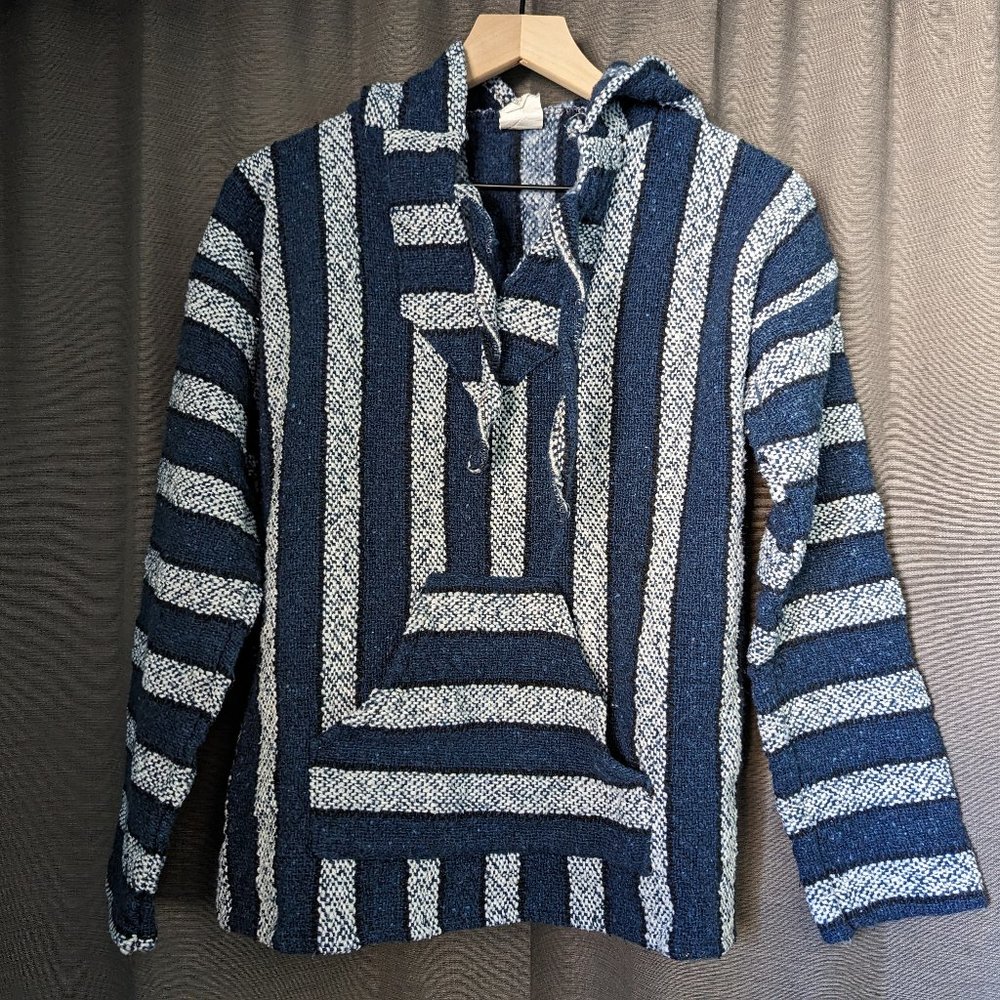 Kids Size L Navy/White Authentic Mexican Baja Hoodie/Sweater